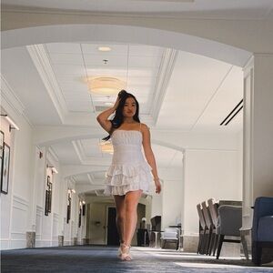 Altar'd State White Ruffled Spaghetti Strap Dress